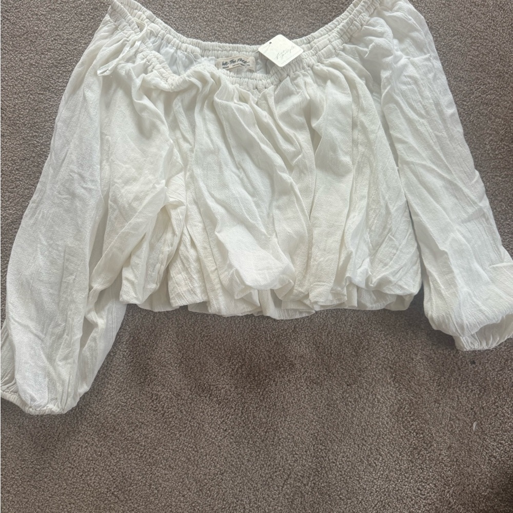 NWT- Free People White Off-Shoulder Blouse